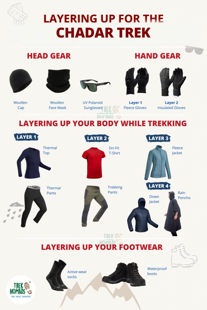 warm clothes for chadar trek