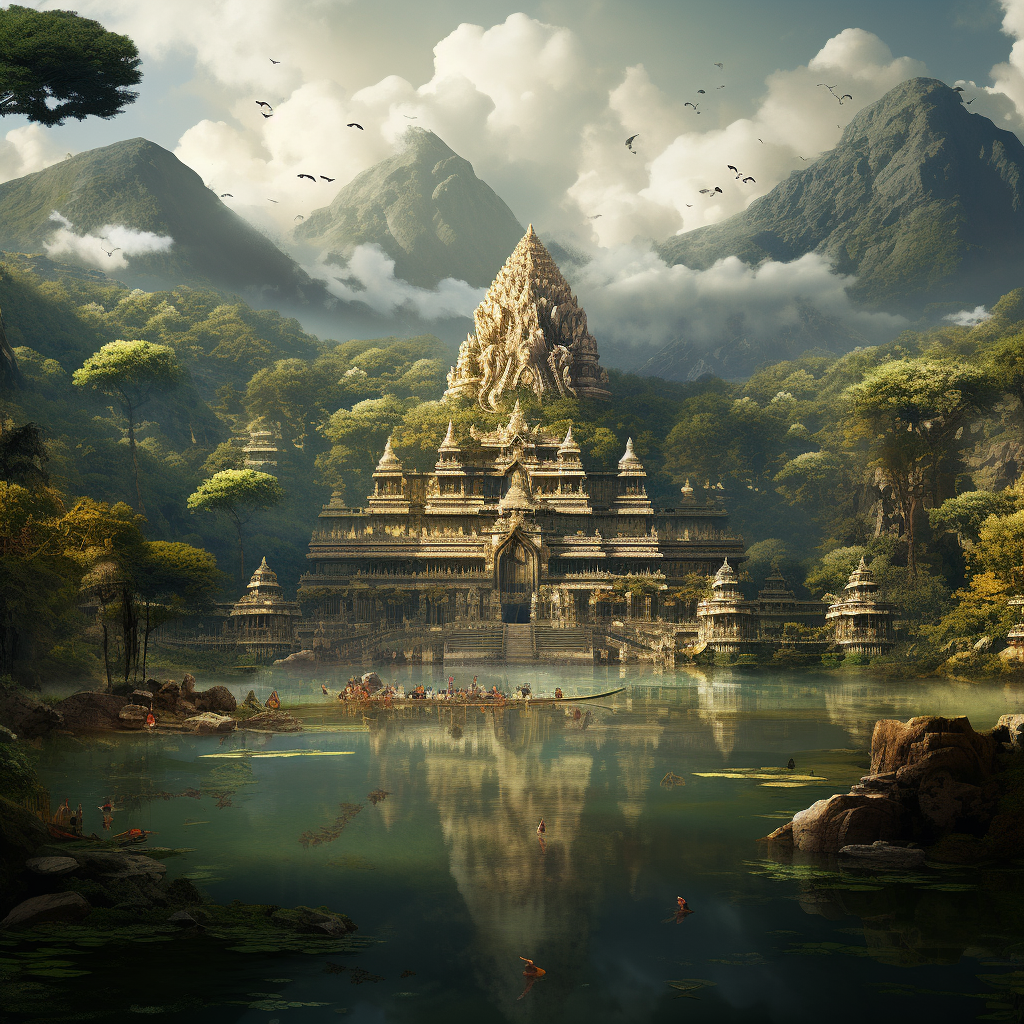 Lakes and Legends: Artistic Impression of the Mythological significance of the Brahmatal Lake and surrounding regions 