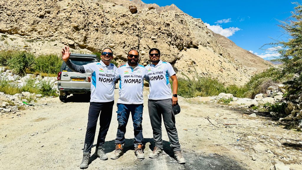 happy trekkers, hikers, jeep road, hiking trail